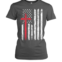 Cross and American flag