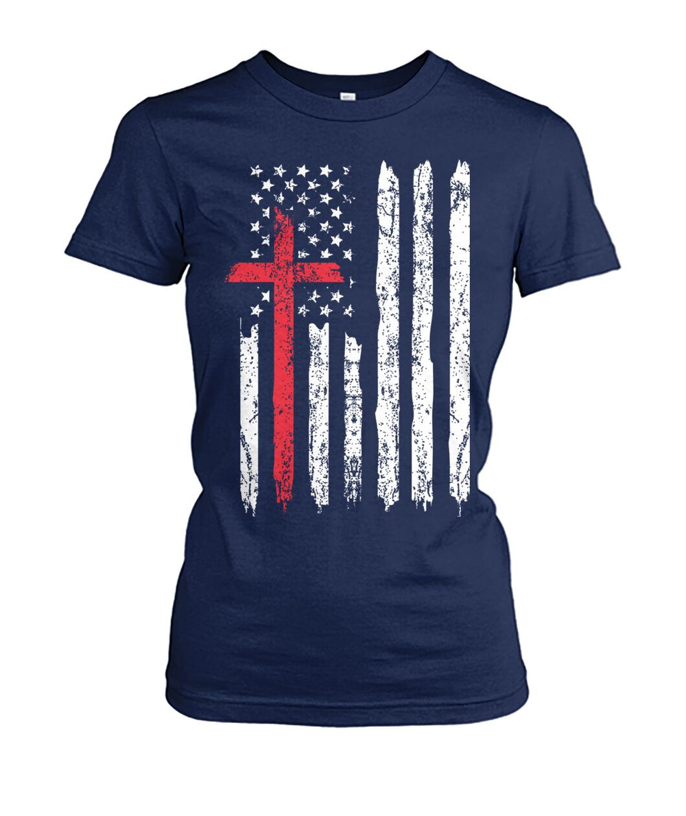 Cross and American flag