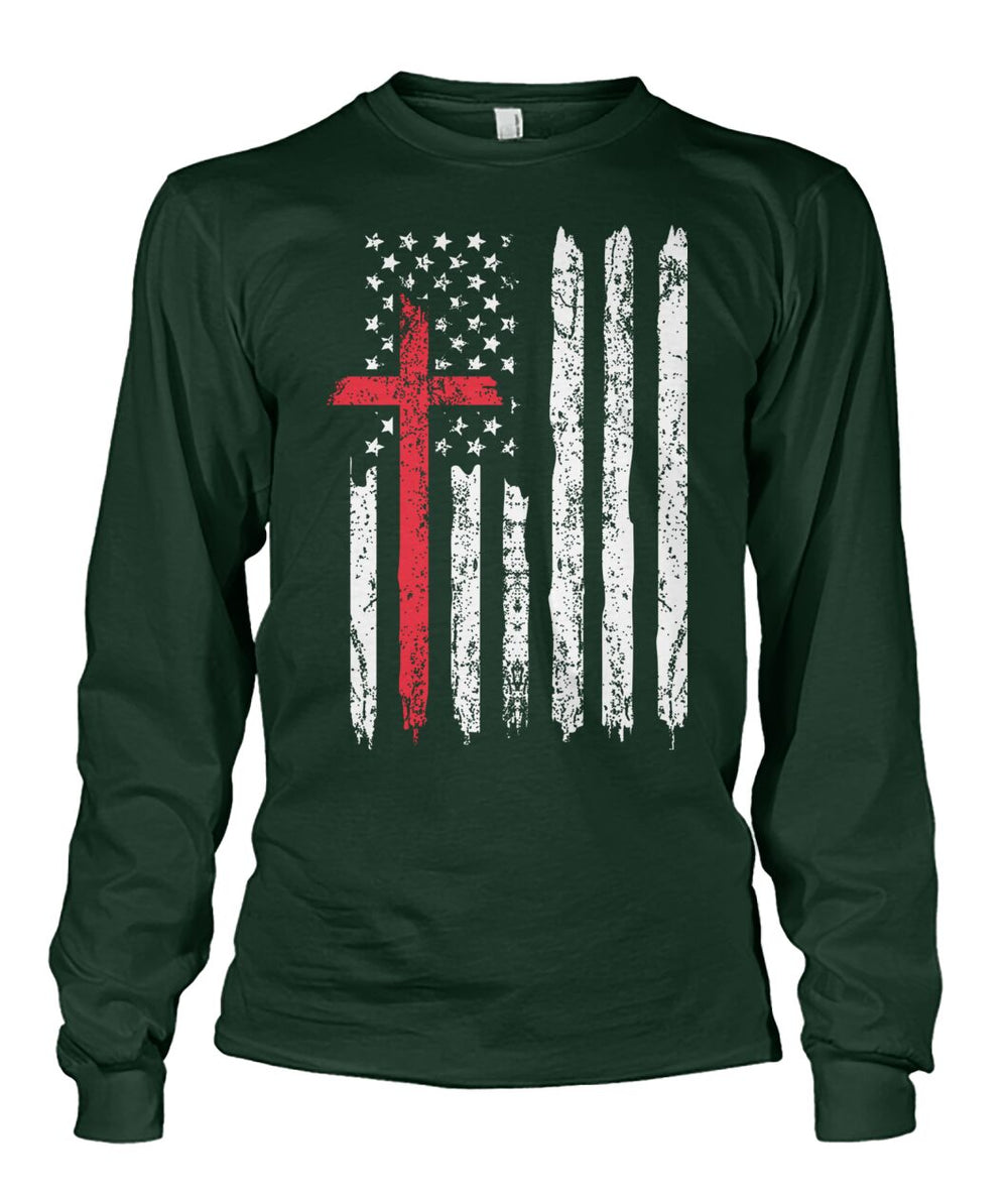 Cross and American flag