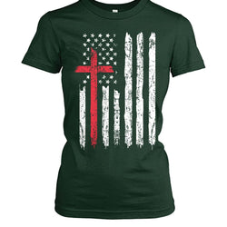 Cross and American flag