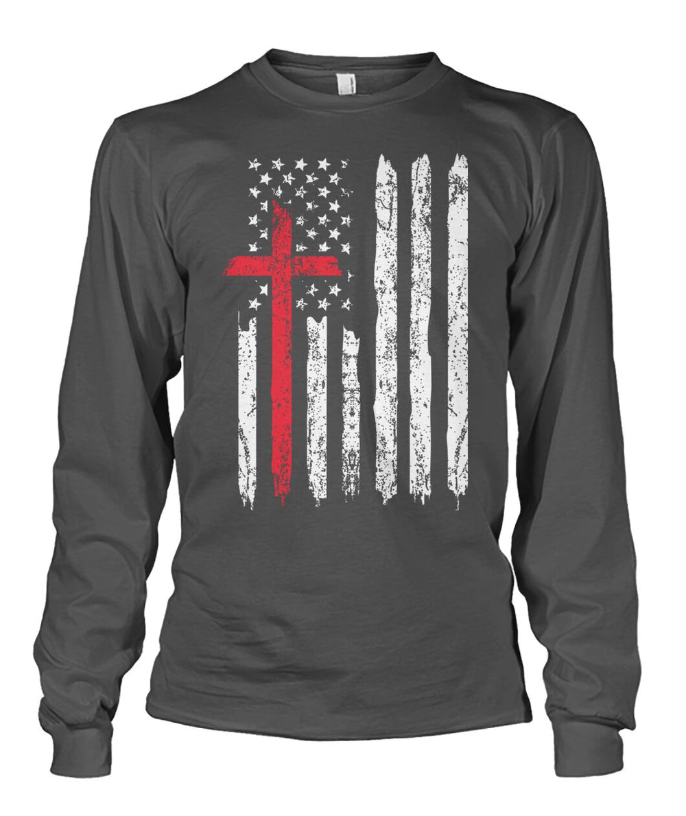 Cross and American flag