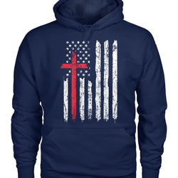 Cross and American flag