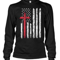 Cross and American flag